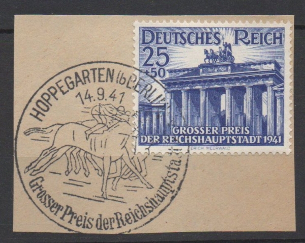 Michel Nr. 803, Galopprennen auf Briefstück.